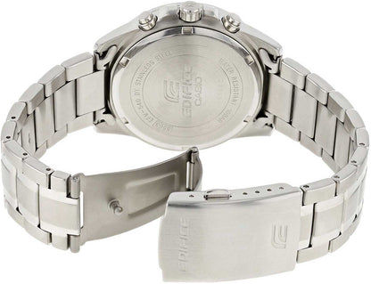 Casio EDIFICE baksida i rostfritt stål med boett och armbandslänkar, viklås