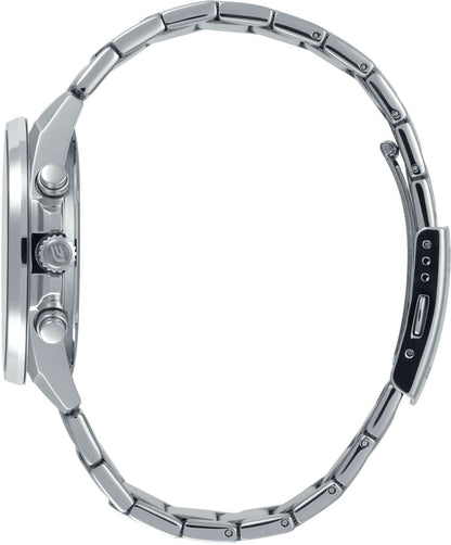 Kronograf för herrar med armband i rostfritt stål och synlig krona