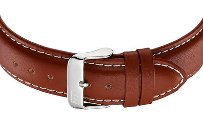Brunt läderarmband med stiftspänne till herrklocka