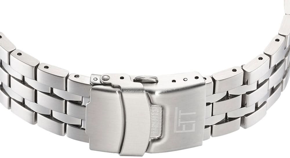 "Herrklockarmband med vikbart spänne i silverfärgat rostfritt stål"