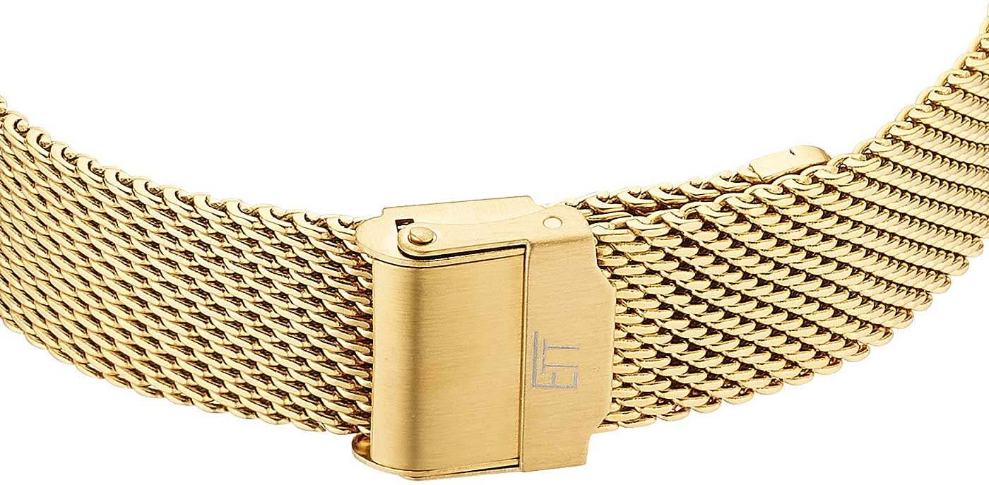 Gyllene spänne på mesh-armbandet till herrarmbandsur, rektangulärt spänne
