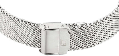 Armband i metallnät med rektangulär vikspänne för herrklocka