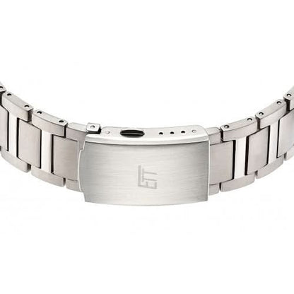 Herrklocka med armband i rostfritt stål och spänne med finborstad yta