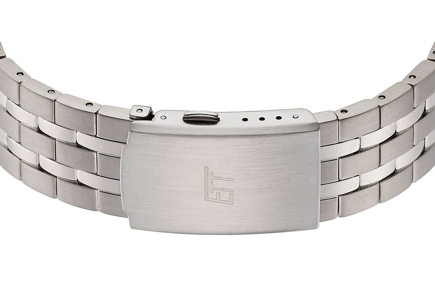 Herrarmbandsur med armband i silverfärgad titan och spänne, rektangulärt präglad