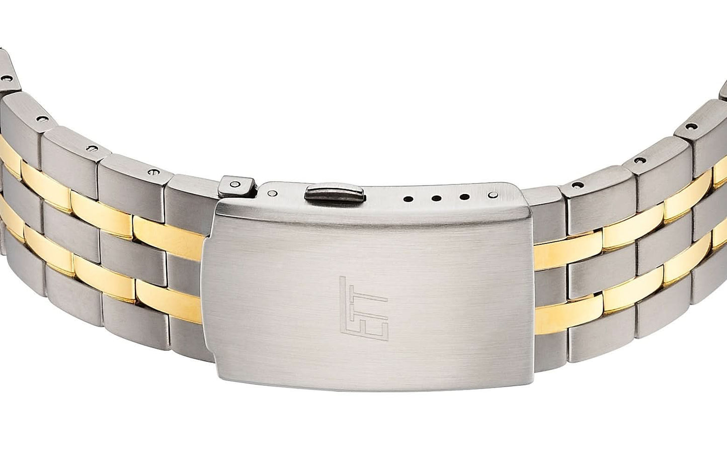 Herrklocka med titanarmband och silverspänne, gulddetaljer