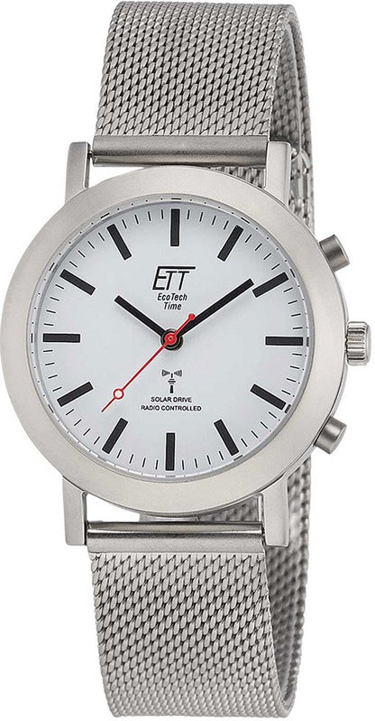 Damarmbandur i rostfritt stål med silverfärgat meshband och vit urtavla