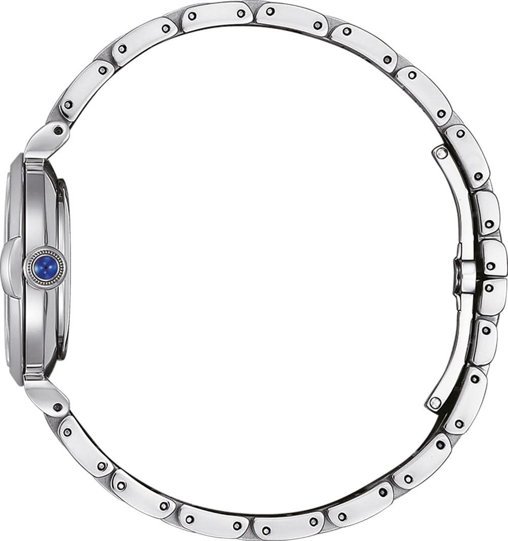 Citizen Eco-Drive damklocka, silverfärgat hölje och länkarmband, sidovy