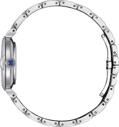 Citizen Eco-Drive damklocka, silverfärgat hölje och länkarmband, sidovy