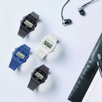 Digitala armbandsur med svarta, blå och vita plastarmband, LCD-display