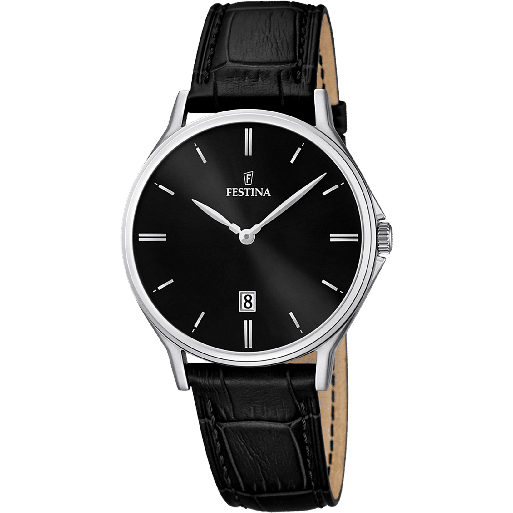 Festina Classics F16745/5 Herrenuhr Schwarz • Mineralglas • Echtlederarmband