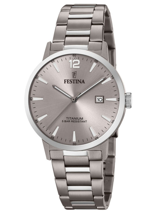 Festina Klassik F20435/2 Unisex • Titan-Gehäuse und Armband • Mineralglas mit Datumsanzeige