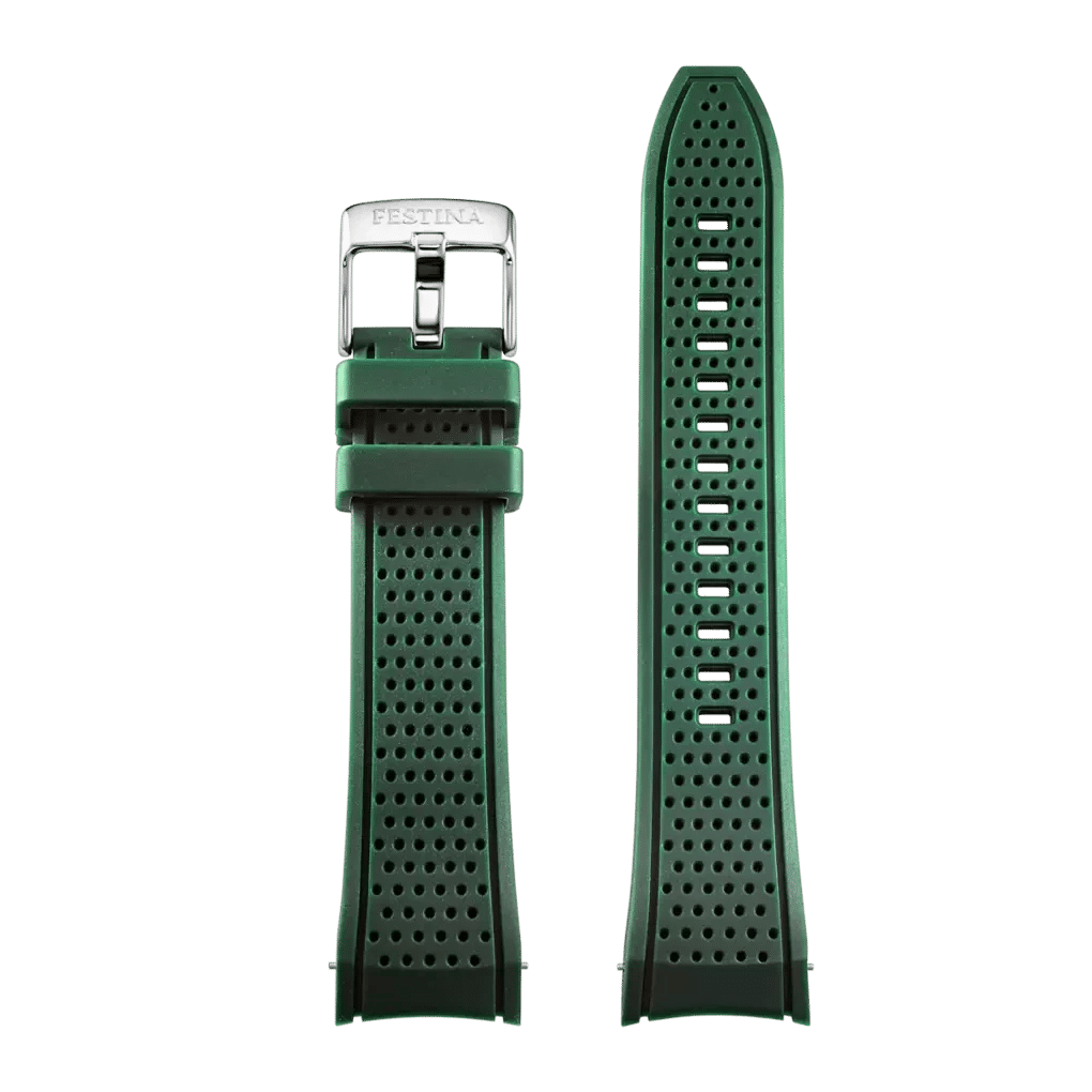 Grönt silikonarmband med stiftspänne för dykur
