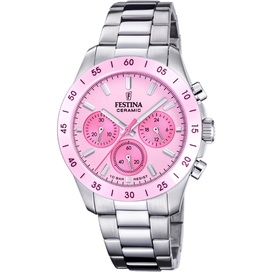 Festina Ceramic F20693/2 Unisex Chronograph Rosa • Keramikgehäuse • 10 ATM