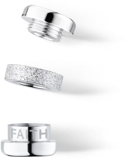 Edelstahl-charm med glitterränder och texten ”FAITH”