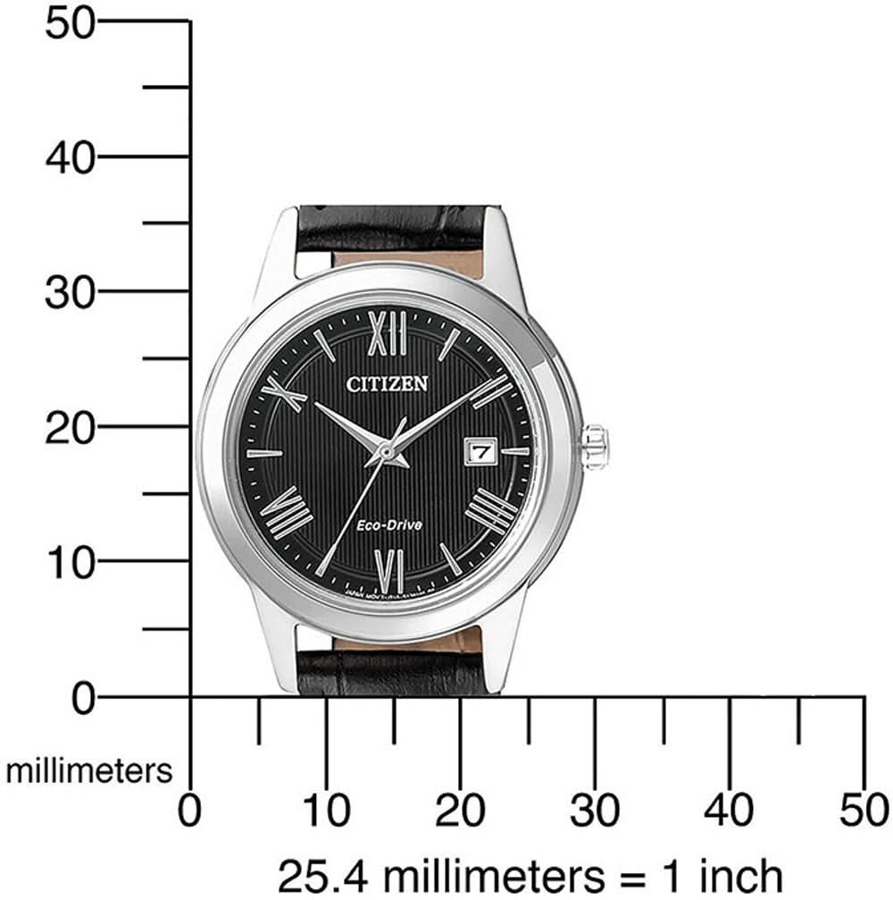 "Damklocka från Citizen med svart urtavla, läderarmband och datumvisning"