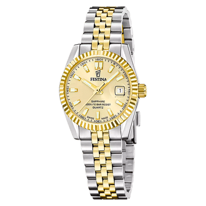 Festina Classic Swiss Made F20088/2 Damklocka Guld • Safirglas • Swiss Made