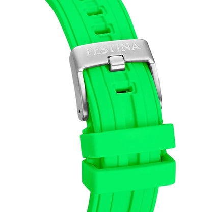 Festina herrklocka med stiftspänne på grönt silikonarmband
