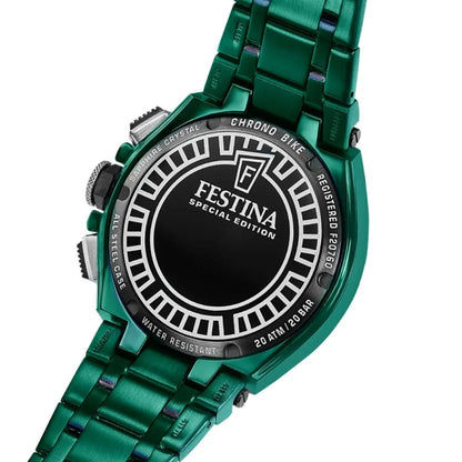 Festina Chrono Bike herrur baksida med svart täckning och vit ring
