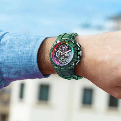 Festina Chrono Bike herrklocka på handleden med grönt armband