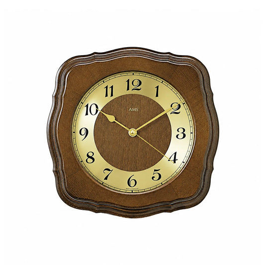 AMS Sölden F5862/1 Wanduhr Nussbaum • Massivholzgehäuse • Funkuhrwerk