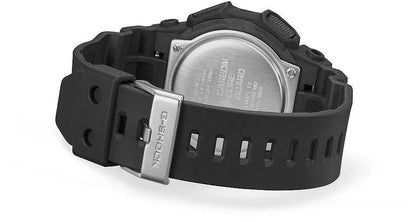 Herrarmbandsur Baksida med metallfodral och svart armband, spänne på sidan