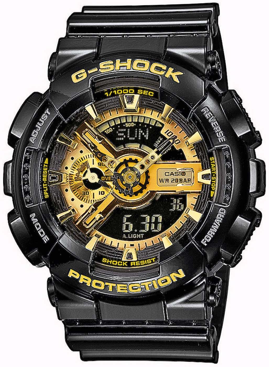 Casio G-Shock GA-110GB-1AER herrklocka, svart boettring, guldfärgad urtavla