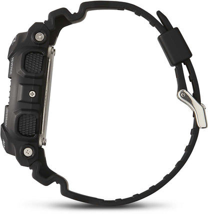 Armbandsur för herrar i profil med svart armband och tryckknappar på boetten