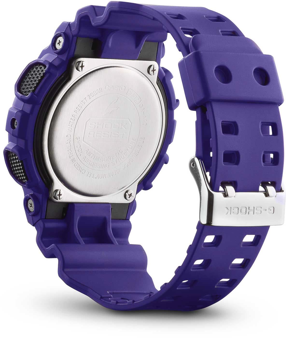 Casio G-Shock herrklocka, baksida med boettlock i silver och blått armband