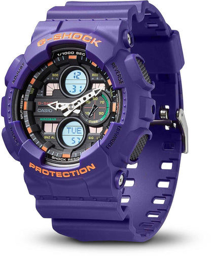 Casio G-Shock herrklocka med blå urtavla, datumvisning och slitstarkt plastarmband