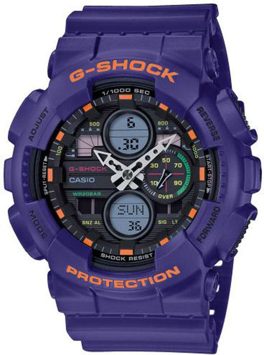Casio G-Shock herrklocka med blått plastarmband och rund digital-analog urtavla