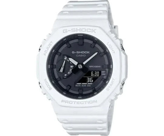Casio G-Shock herrklocka med svart urtavla och vitt armband