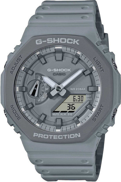 Casio G-Shock herrklocka med grått plastarmband, analog visning och digital display