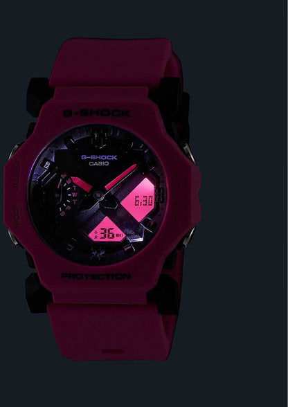 Herrklocka Casio G-Shock med lila armband och mörk urtavla
