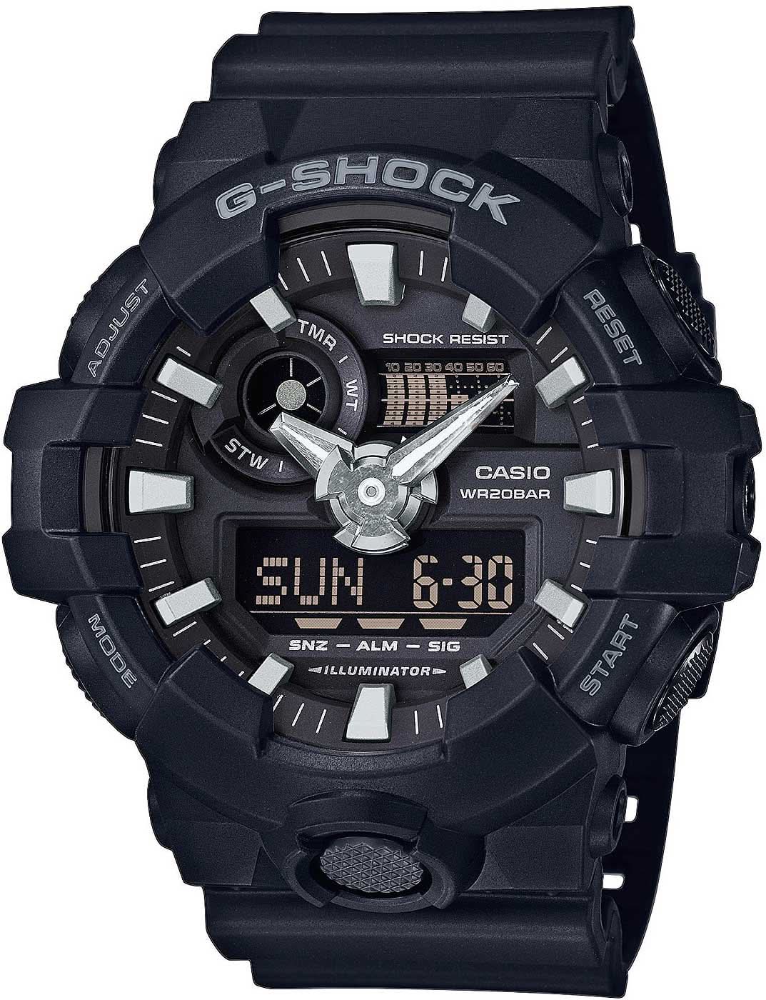 Casio G-SHOCK herrklocka med analog inre ring, svart boett och digital display