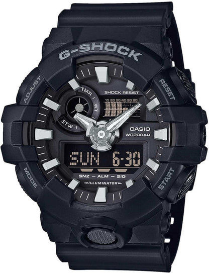 Casio G-SHOCK herrklocka med analog inre ring, svart boett och digital display