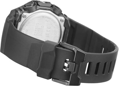 G-SHOCK herrklocka baksida med silverfärgat boettlock och svart gummiband