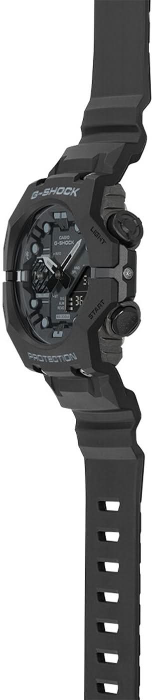 G-SHOCK herrklocka sidovy: svart boett, krona och armband med hålrad