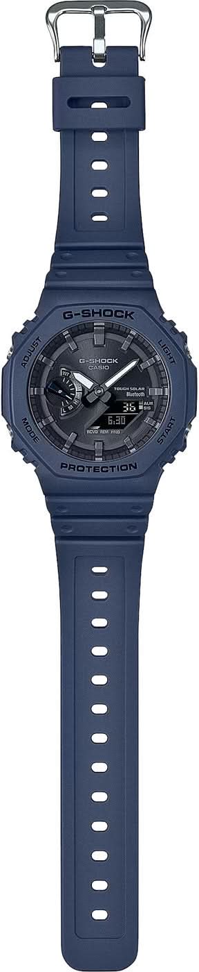 G-Shock herruhr med blått silikonarmband och rund mörk urtavla