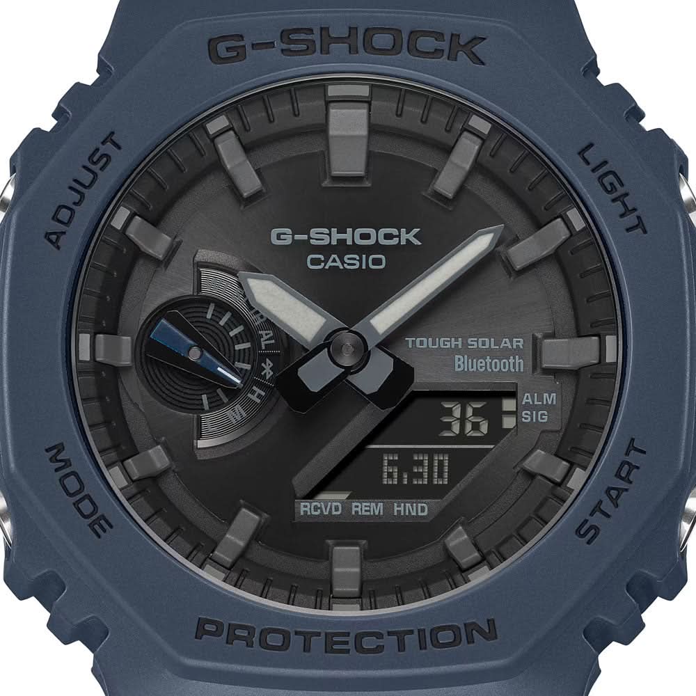 G-Shock herrklocka: blått hölje, svart urtavla, Tough Solar & Bluetooth