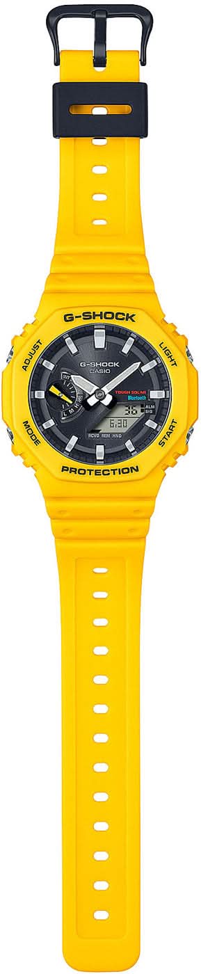 Casio G-Shock herrklocka med gult armband, svart boettring och spänne