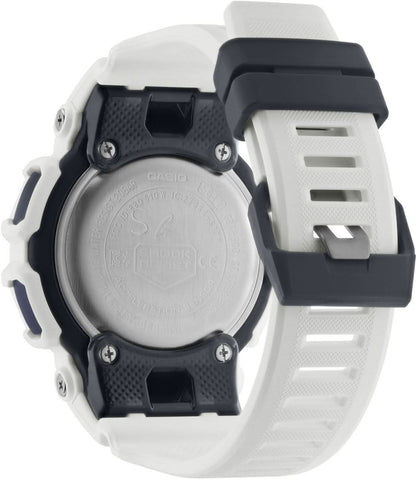 Armbandsur för herrar med boettbaksida, vitt armband och mörkblå låsflik
