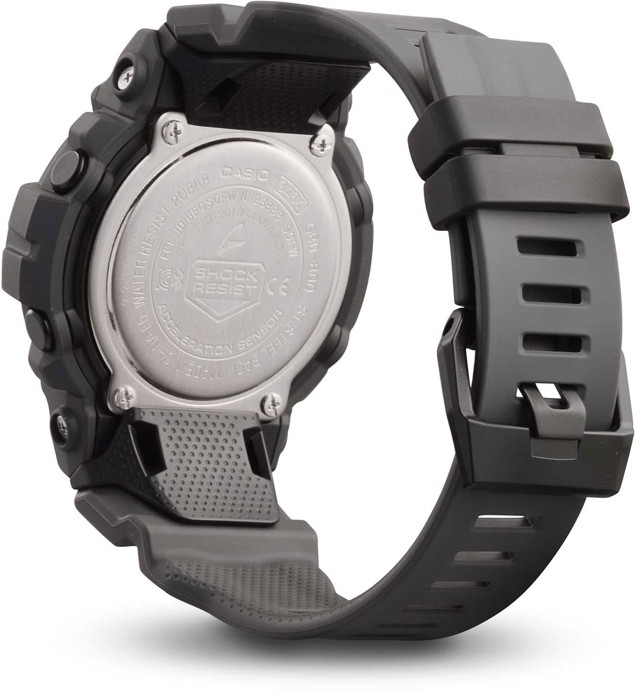 G-Shock herrklocka baksida med metallbotten och svart silikonarmband