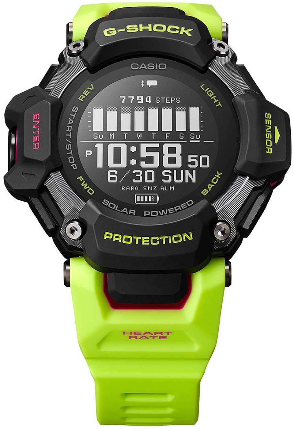 Casio G-Shock herrklocka med grönt silikonband, boett i svart och digital display