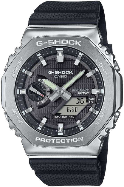 Casio G-Shock herrklocka: stålboett, svart urtavla och svart silikonband