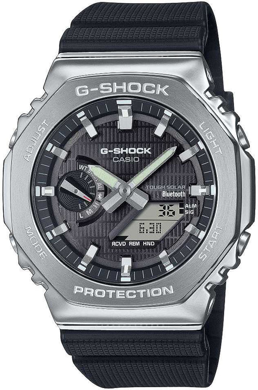 Casio G-Shock herrklocka: stålboett, svart urtavla och svart silikonband