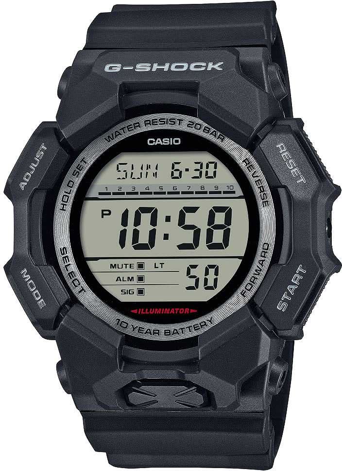 Digital G-Shock herrklocka med svart boett och plastarmband, stor display