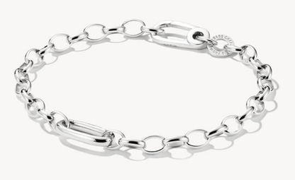 Silvret Thomas Sabo länkarmband med släta ovala länkar och charm-element