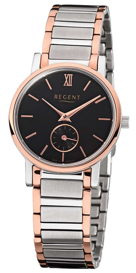 Regent herrklocka med svart urtavla, romerska siffror och metallarmband
