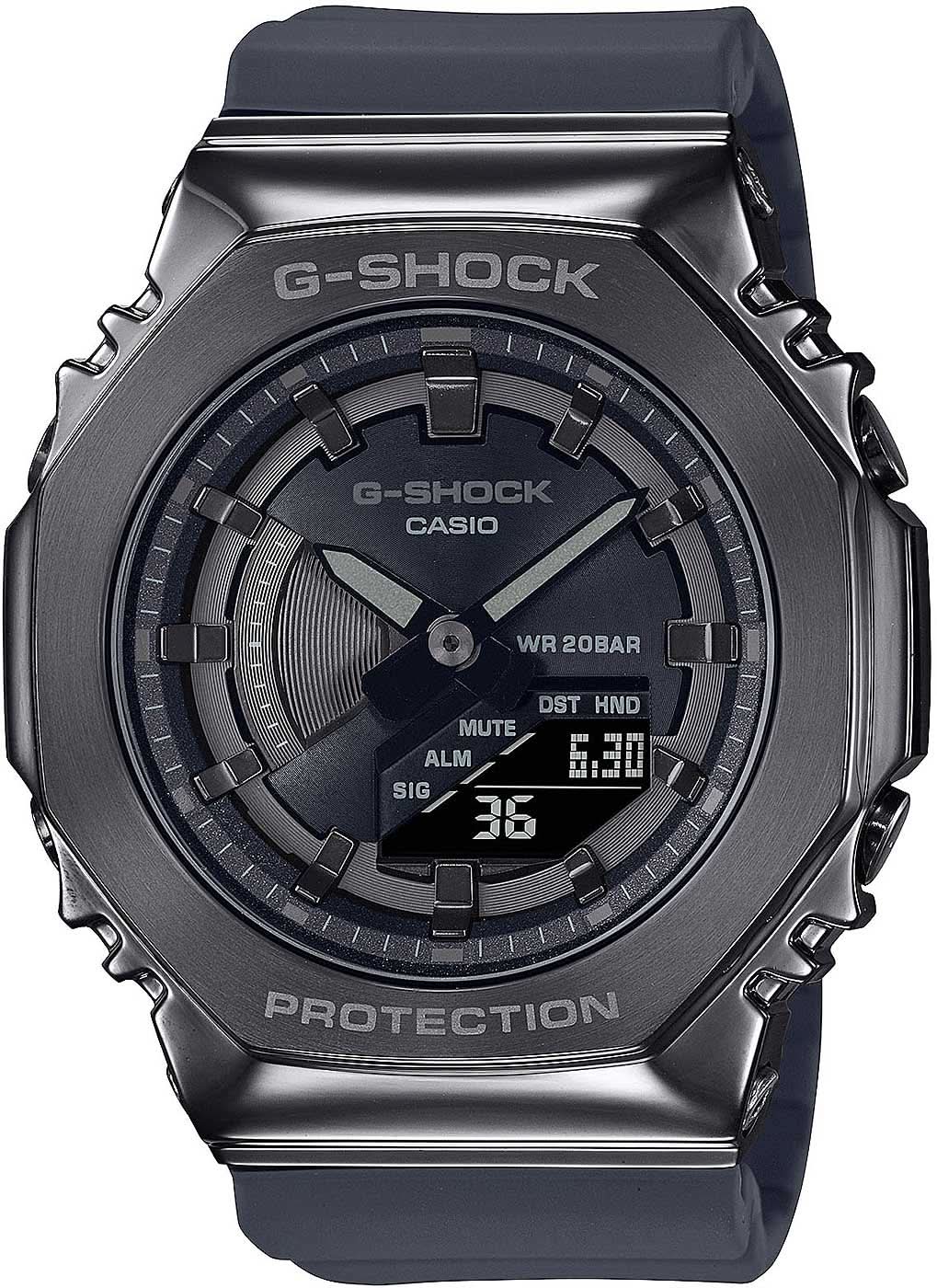 Casio G-Shock damklocka med analog-digital display och mörkt plastarmband