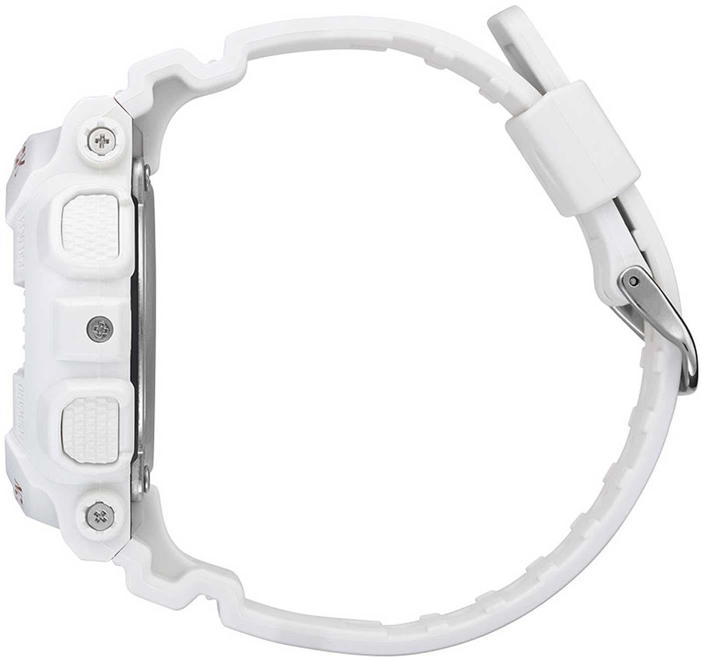 "Damklocka bakifrån: vitt armband med utskärningar, ljus boett"